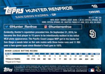 2017 Topps Chrome - Blue Refractor #18 Hunter Renfroe Back