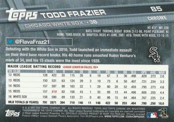 2017 Topps Chrome - Blue Wave Refractor #85 Todd Frazier Back