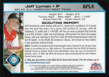 2004 Bowman Draft Picks & Prospects - AFLAC All-American #AFL4 Jeff Lyman Back
