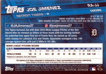 2017 Topps Chrome - Rookie Autographs #RA-JJ Joe Jimenez Back