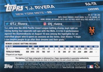2017 Topps Chrome - Rookie Autographs #RA-TR T.J. Rivera Back