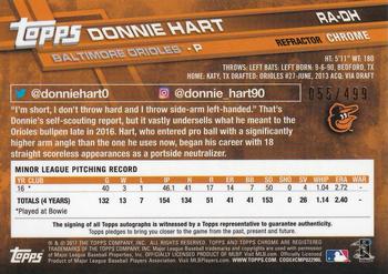 2017 Topps Chrome - Rookie Autographs Refractor #RA-DH Donnie Hart Back