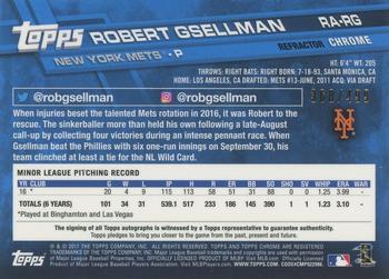 2017 Topps Chrome - Rookie Autographs Refractor #RA-RG Robert Gsellman Back