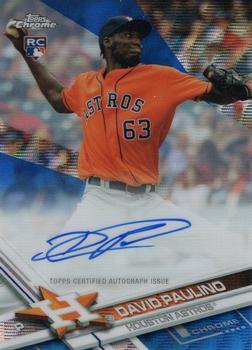 2017 Topps Chrome - Rookie Autographs Blue Wave Refractor #RA-DP David Paulino Front