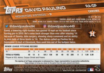 2017 Topps Chrome - Rookie Autographs Gold Refractor #RA-DP David Paulino Back