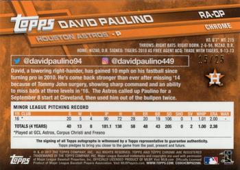 2017 Topps Chrome - Rookie Autographs Orange Refractor #RA-DP David Paulino Back