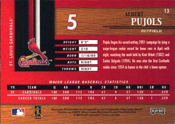 2002 Playoff Piece of the Game #13 Albert Pujols Back