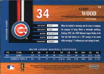 2002 Playoff Piece of the Game #14 Kerry Wood Back