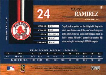 2002 Playoff Piece of the Game #16 Manny Ramirez Back