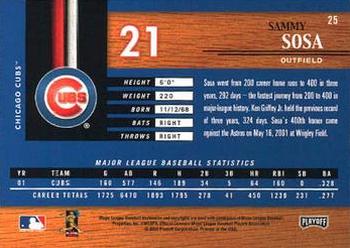 2002 Playoff Piece of the Game #25 Sammy Sosa Back