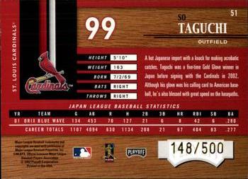 2002 Playoff Piece of the Game #51 So Taguchi Back