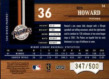 2002 Playoff Piece of the Game #54 Ben Howard Back