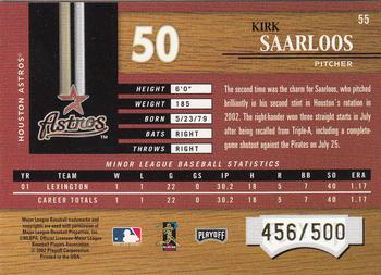 2002 Playoff Piece of the Game #55 Kirk Saarloos Back