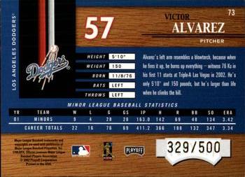 2002 Playoff Piece of the Game #73 Victor Alvarez Back