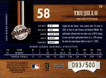 2002 Playoff Piece of the Game #79 J.J. Trujillo Back