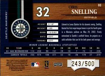 2002 Playoff Piece of the Game #80 Chris Snelling Back
