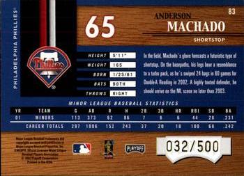 2002 Playoff Piece of the Game #83 Anderson Machado Back