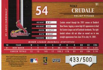2002 Playoff Piece of the Game #91 Mike Crudale Back