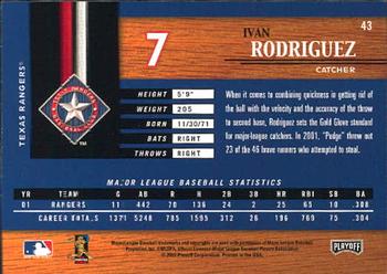 2002 Playoff Piece of the Game #43 Ivan Rodriguez Back