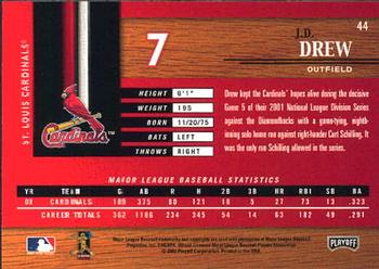 2002 Playoff Piece of the Game #44 J.D. Drew Back