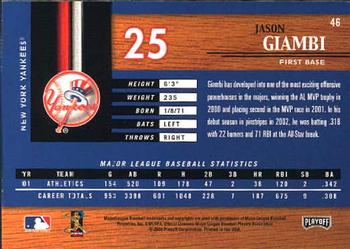 2002 Playoff Piece of the Game #46 Jason Giambi Back
