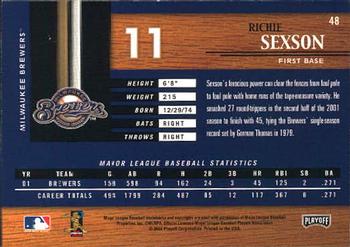 2002 Playoff Piece of the Game #48 Richie Sexson Back