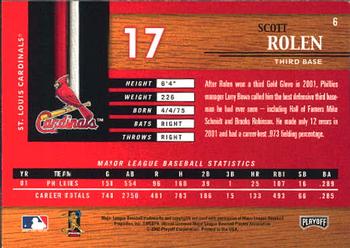 2002 Playoff Piece of the Game #6 Scott Rolen Back