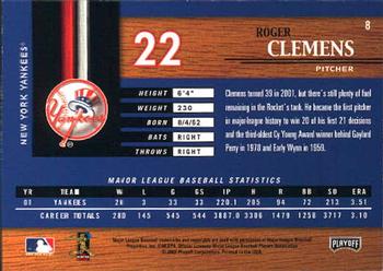 2002 Playoff Piece of the Game #8 Roger Clemens Back