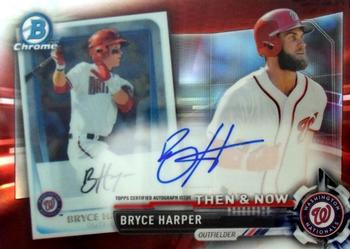 2017 Topps Chrome - Bowman Then & Now Autographs Red Refractor #BTNA-BH Bryce Harper Front