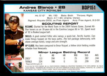 2004 Bowman Draft Picks & Prospects - Futures Game Jersey Relics #BDP151 Andres Blanco Back