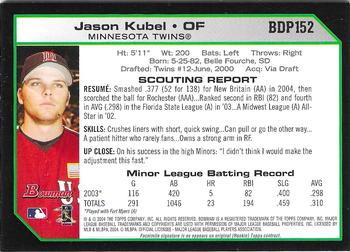 2004 Bowman Draft Picks & Prospects - Futures Game Jersey Relics #BDP152 Jason Kubel Back