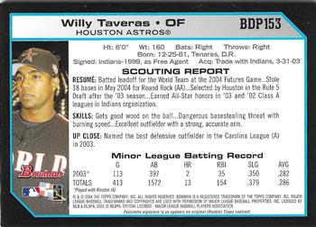 2004 Bowman Draft Picks & Prospects - Futures Game Jersey Relics #BDP153 Willy Taveras Back