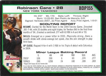 2004 Bowman Draft Picks & Prospects - Futures Game Jersey Relics #BDP155 Robinson Cano Back