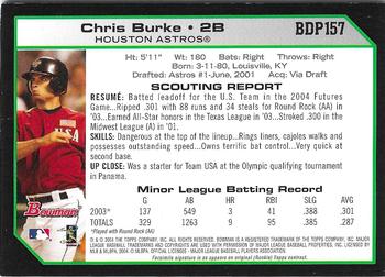 2004 Bowman Draft Picks & Prospects - Futures Game Jersey Relics #BDP157 Chris Burke Back
