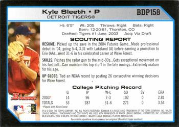 2004 Bowman Draft Picks & Prospects - Futures Game Jersey Relics #BDP158 Kyle Sleeth Back
