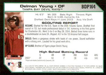2004 Bowman Draft Picks & Prospects - Futures Game Jersey Relics #BDP164 Delmon Young Back
