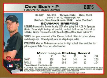 2004 Bowman Draft Picks & Prospects - Gold #BDP6 Dave Bush Back