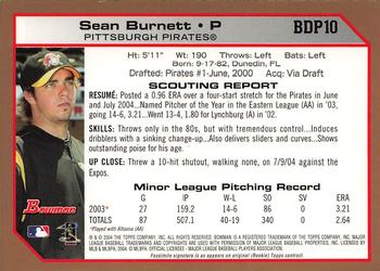 2004 Bowman Draft Picks & Prospects - Gold #BDP10 Sean Burnett Back
