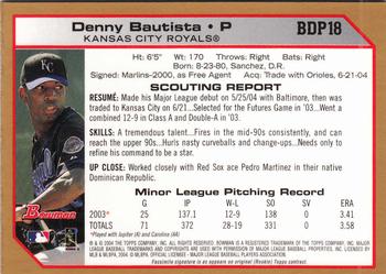 2004 Bowman Draft Picks & Prospects - Gold #BDP18 Denny Bautista Back