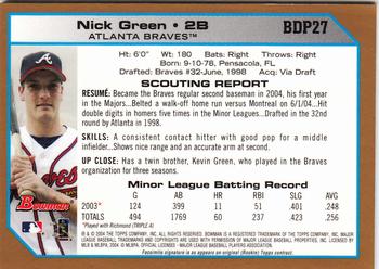 2004 Bowman Draft Picks & Prospects - Gold #BDP27 Nick Green Back
