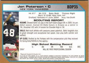 2004 Bowman Draft Picks & Prospects - Gold #BDP35 Jon Poterson Back
