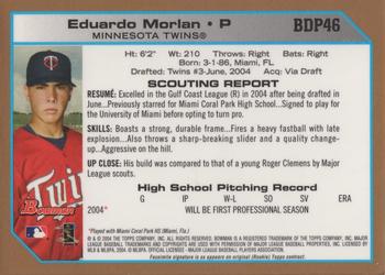 2004 Bowman Draft Picks & Prospects - Gold #BDP46 Eduardo Morlan Back