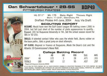 2004 Bowman Draft Picks & Prospects - Gold #BDP49 Dan Schwartzbauer Back