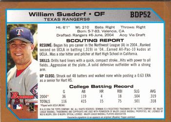 2004 Bowman Draft Picks & Prospects - Gold #BDP52 William Susdorf Back