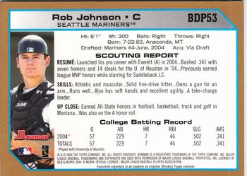 2004 Bowman Draft Picks & Prospects - Gold #BDP53 Rob Johnson Back