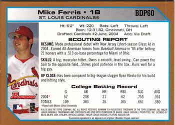 2004 Bowman Draft Picks & Prospects - Gold #BDP60 Mike Ferris Back