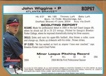 2004 Bowman Draft Picks & Prospects - Gold #BDP67 John Wiggins Back