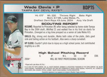 2004 Bowman Draft Picks & Prospects - Gold #BDP75 Wade Davis Back