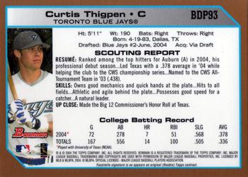 2004 Bowman Draft Picks & Prospects - Gold #BDP93 Curtis Thigpen Back