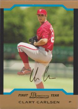 2004 Bowman Draft Picks & Prospects - Gold #BDP98 Clary Carlsen Front